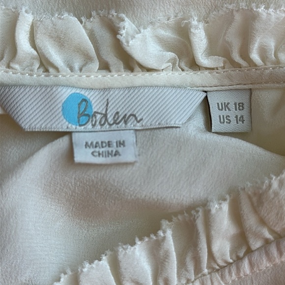 BODEN CRÈME SILK SLEEVELESS BLOUSE US 14 - Picture 5 of 6